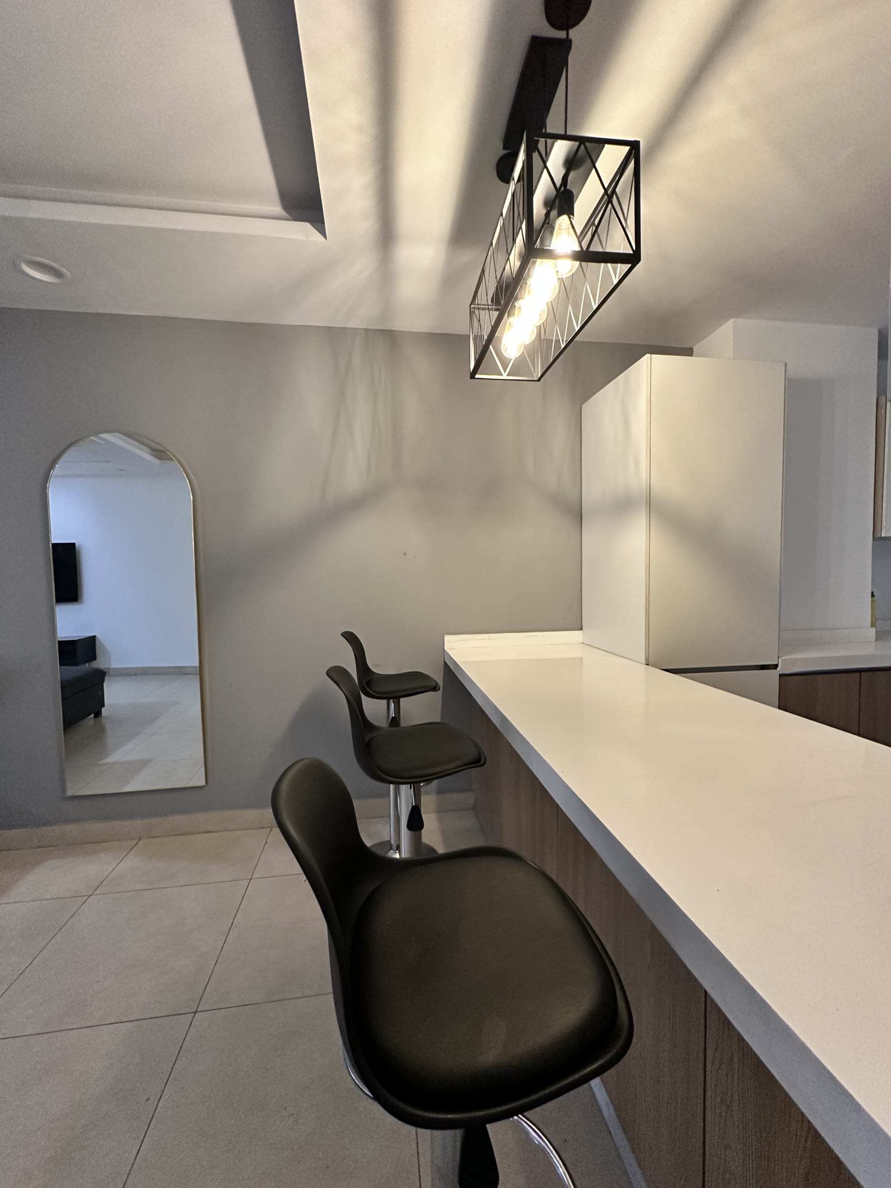 Breakfast counter opening towards the living area